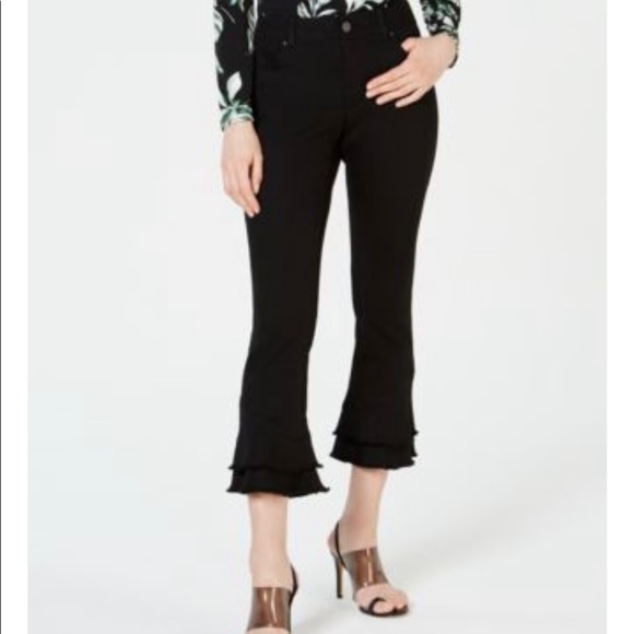 INC Double Ruffle-Hem Ankle Jeans - Black Size 10 - Picture 1 of 8